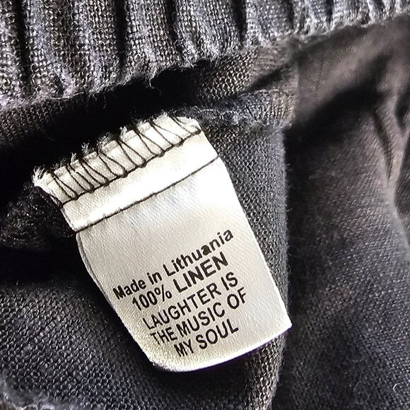 FLAX Womens 100% Linen Wide Leg Pants, Lagenlook, Black, Pockets, Size S - Picture 6 of 9